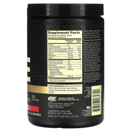 Optimum Nutrition, Gold Standard Pre Advanced, Raspberry Lime Mojito, 14.1 oz (400 g) - Supply Center USA