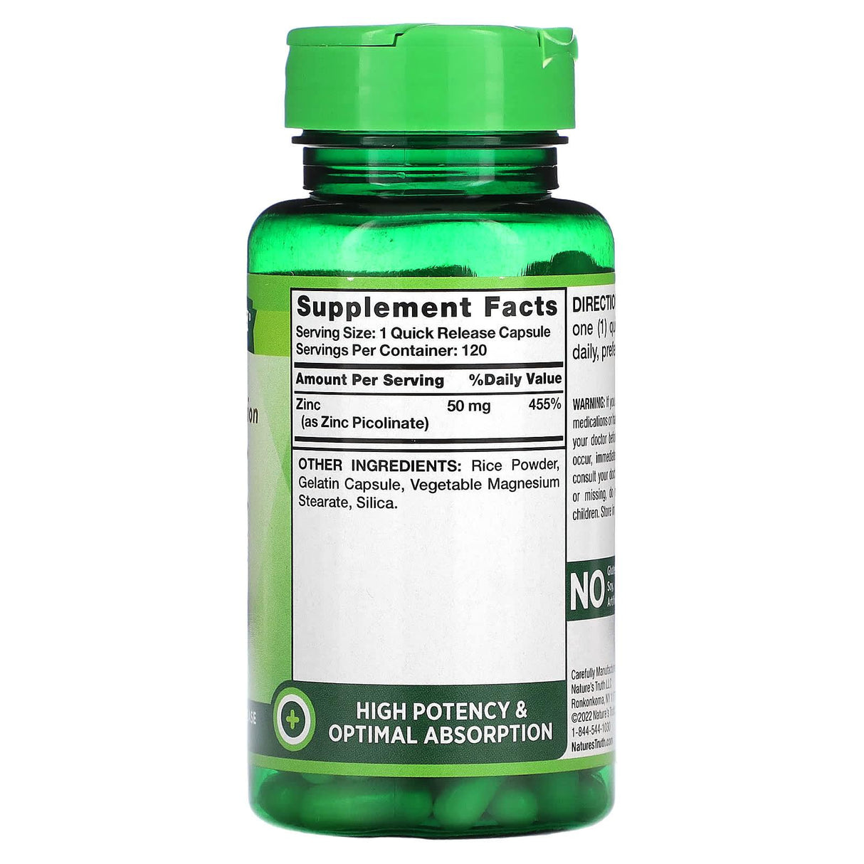 Nature's Truth, Zinc Picolinate, 50 mg, 120 Quick Release Capsules - Supply Center USA