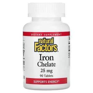 Natural Factors, Iron Chelate, 25 mg, 90 Tablets - Supply Center USA