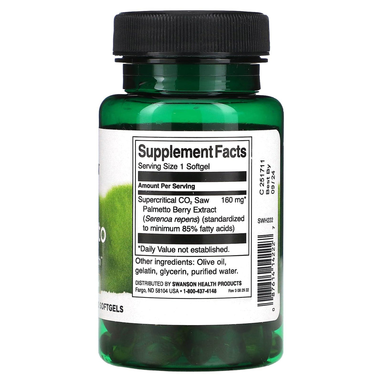 Swanson, Saw Palmetto, 160 mg, 120 Softgels - Supply Center USA