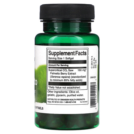 Swanson, Saw Palmetto, 160 mg, 120 Softgels - Supply Center USA