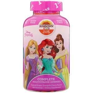 Sundown Naturals Kids, Complete Multivitamin Gummies, Disney Princess, Natural Grape, Orange & Cherry Flavors, 180 Gummies - HealthCentralUSA