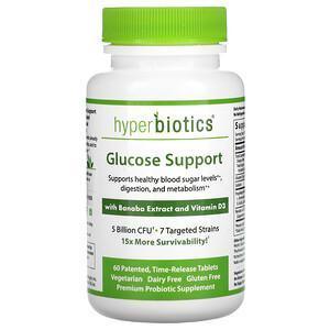 Hyperbiotics, Glucose Support, with Banaba Extract and Vitamin D3, 5 Billion CFU, 60 Time-Release Tablets - Supply Center USA