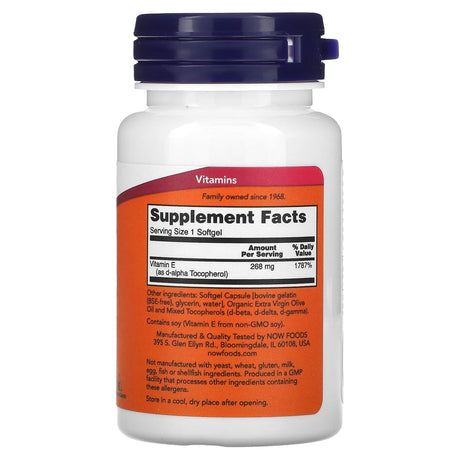 NOW Foods, E-400, 268 mg (400 IU), 50 Softgels - Supply Center USA