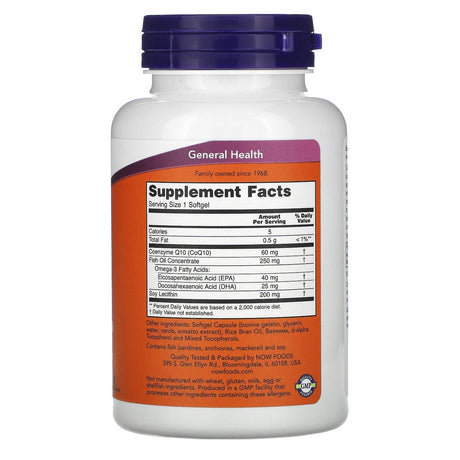 Now Foods, CoQ10 with Omega-3 Fish Oil, 60 mg, 120 Softgels - Supply Center USA