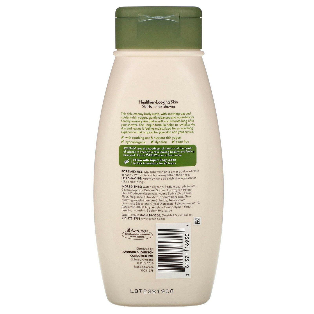 Aveeno, Daily Moisturizing Yogurt Body Wash, Vanilla, 18 fl oz (532 ml) - HealthCentralUSA