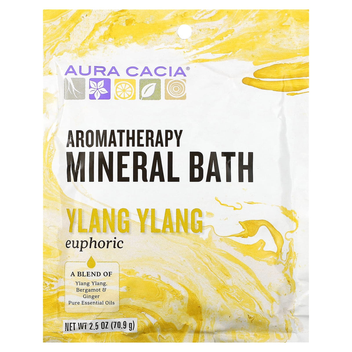 Aura Cacia, Aromatherapy Mineral Bath, Euphoric Ylang Ylang, 2.5 oz (70.9 g)