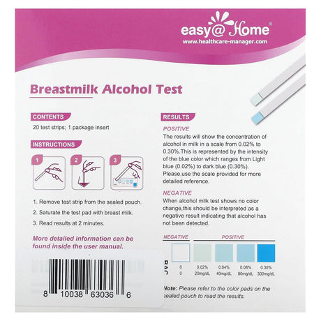 Easy@Home, Breastmilk Alcohol Test, 20 Tests - Supply Center USA