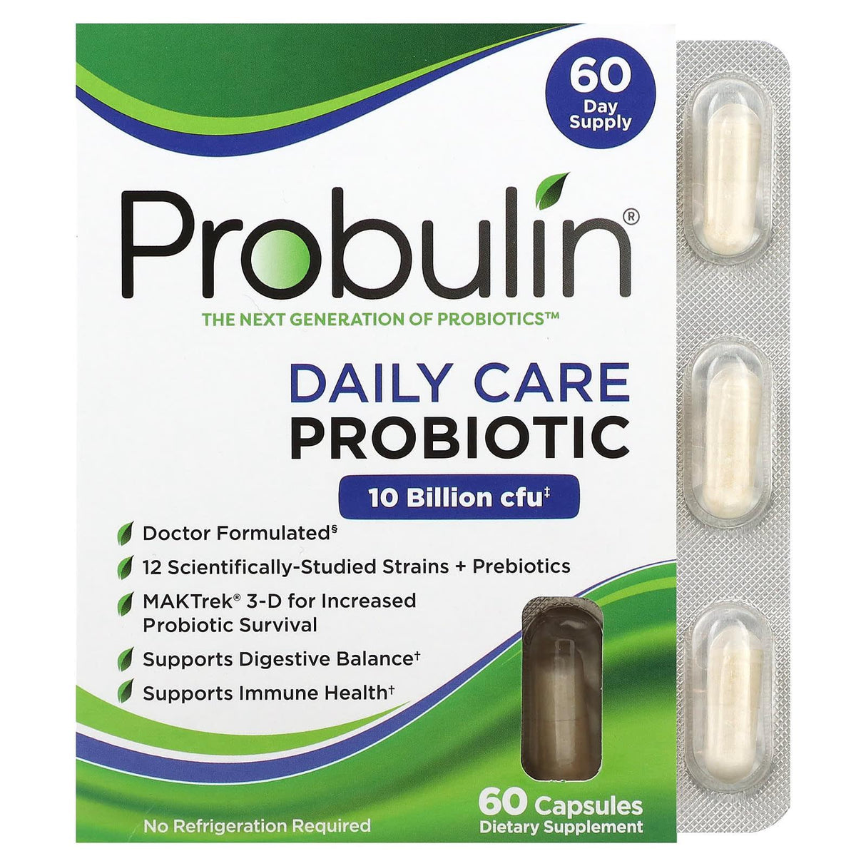 Probulin, Daily Care Probiotic, 10 Billion CFU, 60 Capsules - Supply Center USA