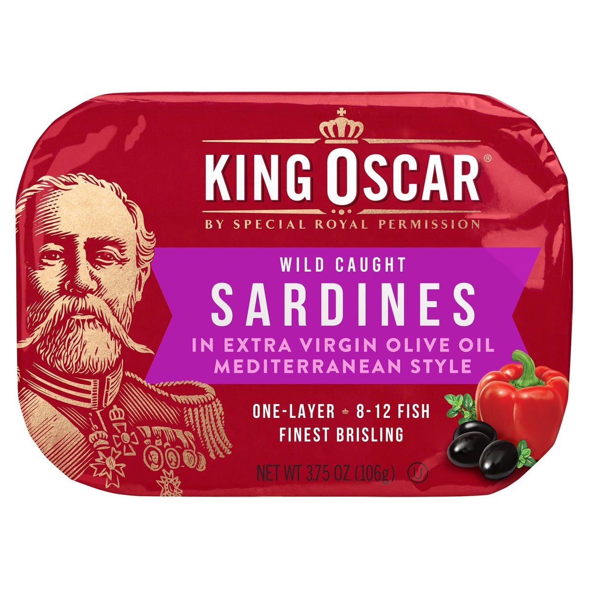 King Oscar, Wild Caught, Sardines In Extra Virgin Olive Oil, With Lemon, 3.75 oz (106 g) - Supply Center USA