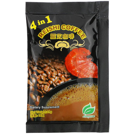 Longreen, 4 in 1 Reishi Coffee, 10 Sachets, (18 g) Each - Supply Center USA