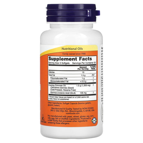 NOW Foods, Evening Primrose Oil, 500 mg, 100 Softgels - Supply Center USA