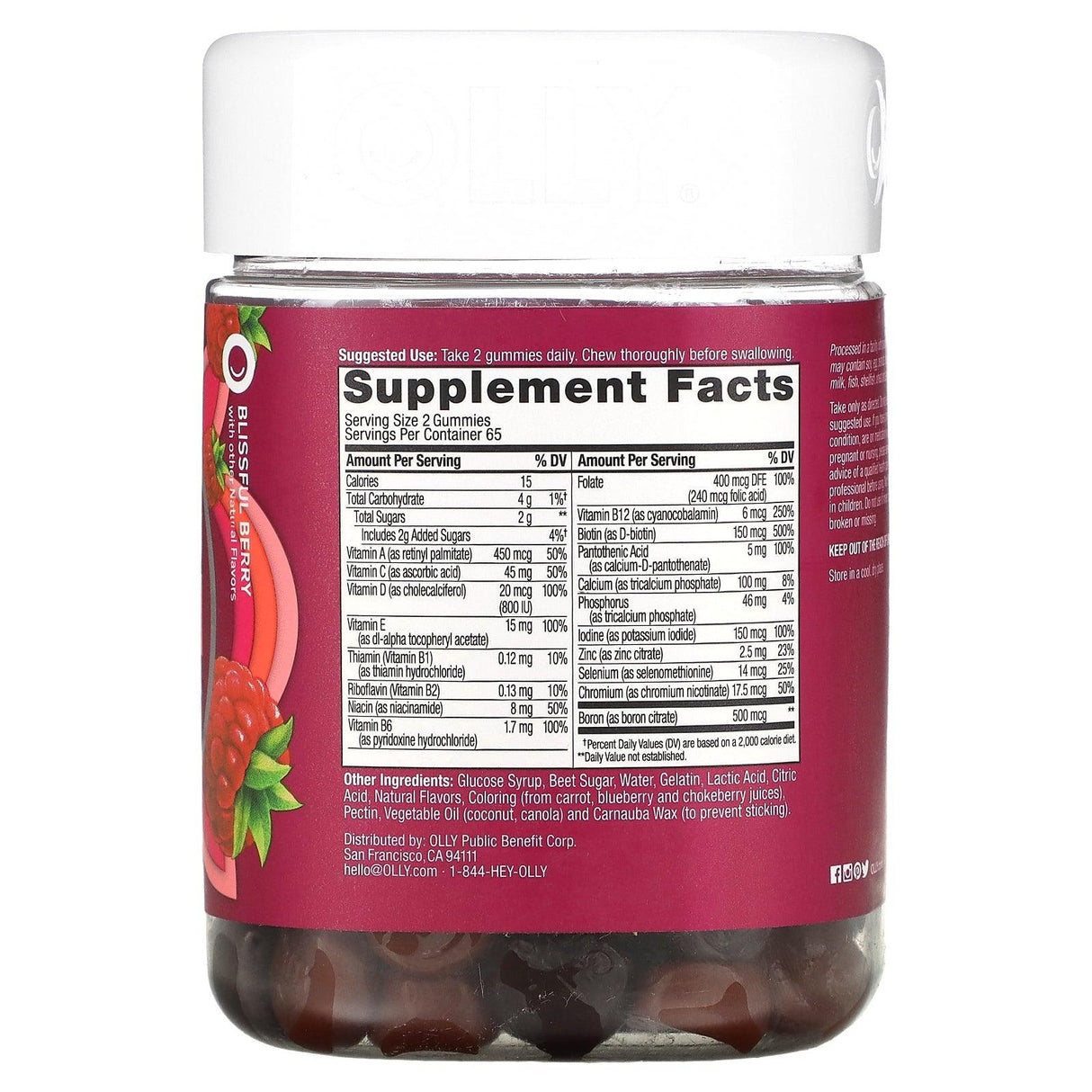 OLLY, Women's Multi, Blissful Berry, 130 Gummies - Supply Center USA