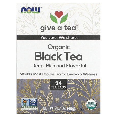 NOW Foods, Organic Black Tea, 24 Tea Bags, 1.7 oz (48 g) - Supply Center USA