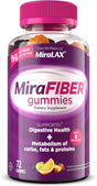 Miralax: Mirafiber Gummies, 8G of Daily Prebiotic Fiber with B Vitamins to Support Digestive Health and Metabolism, Fruit Flavored Fiber Gummies, 72 Count - Supply Center USA