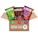 Quest Nutrition Tortilla Style Protein Chips Variety Pack, Chili Lime, Nacho Cheese, Loaded Taco, Low Carb, High Protein, Gluten Free, 1.1 Oz (Pack of 12)