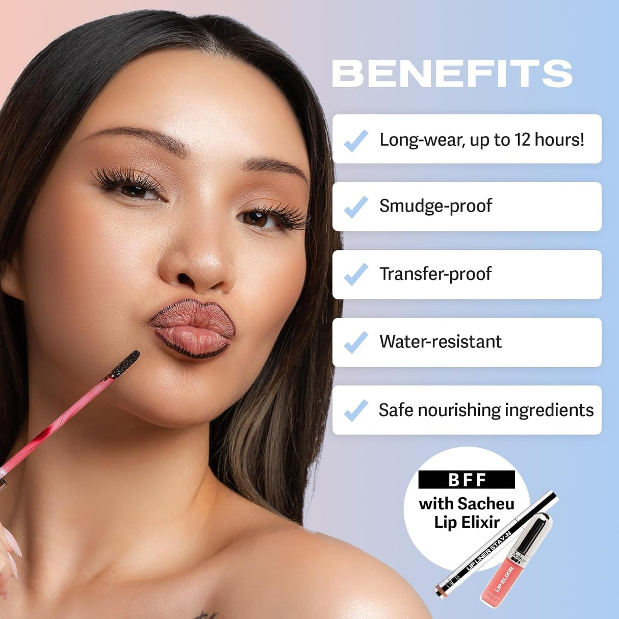 Sacheu Lip Liner Stay-N - Peel off Lip Liner Tattoo, Peel off Lip Stain, Long Lasting Lip Stain Peel Off, Infused with Hyaluronic Acid & Vitamin E, for All Skin Types, P-Inked