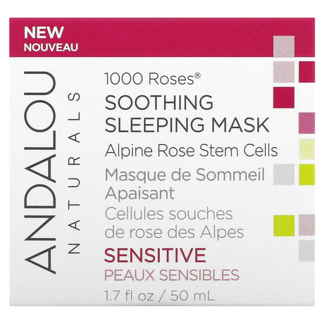 Andalou Naturals, 1000 Roses, Soothing Sleeping Beauty Mask, Sensitive, 1.7 fl oz (50 ml) - Supply Center USA