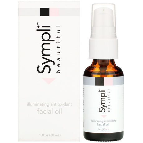 Sympli Beautiful, Illuminating Antioxidant Facial Oil with Argan, Marula, Rosehip & Orange Oil, 1 fl oz (30 ml) - Supply Center USA