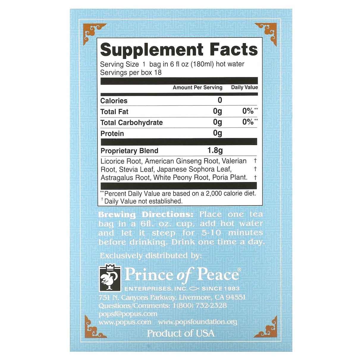 Prince of Peace, Herbal Tea, Sleeping, 18 Tea Bags, 1.14 oz (32.4 g) - Supply Center USA