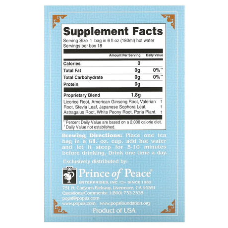 Prince of Peace, Herbal Tea, Sleeping, 18 Tea Bags, 1.14 oz (32.4 g) - Supply Center USA