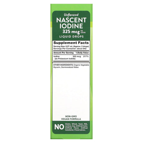 Nature's Truth, Vitamins, Nascent Iodine, Liquid Drops, Unflavored, 325 mcg, 2 fl oz (59 ml) - Supply Center USA