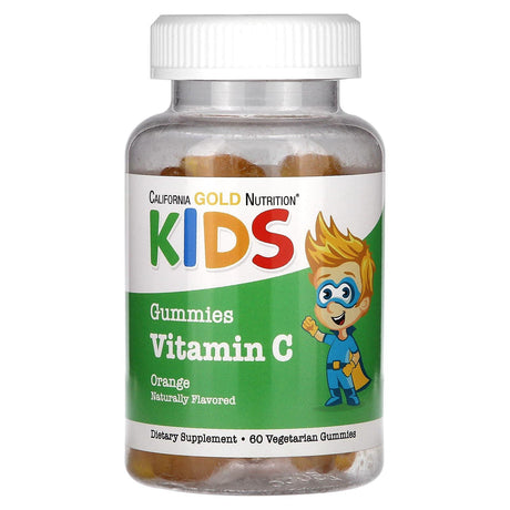 California Gold Nutrition, Vitamin C For Children, No Gelatin, Natural Orange Flavor, 60 Vegetarian Gummies - Supply Center USA