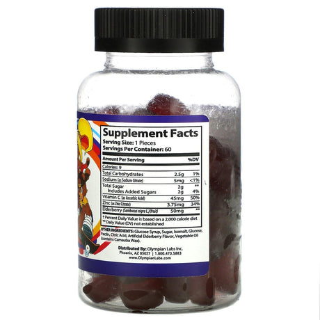 Olympian Labs, Kids Elderberry Gummies, Elderberry, 60 Gummies - Supply Center USA