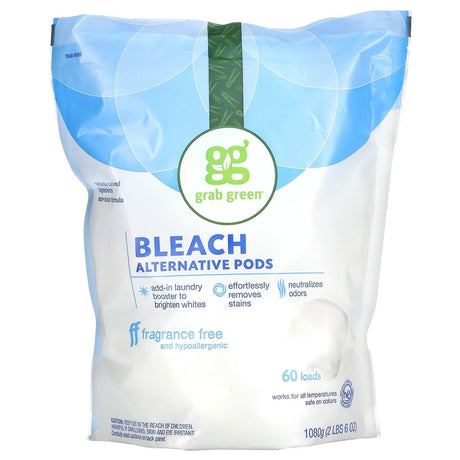 Grab Green, Bleach Alternative Pods, Fragrance Free, 60 Loads, 2 lbs 6 oz (1080 g) - Supply Center USA