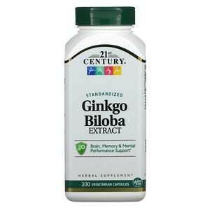 21st Century, Ginkgo Biloba Extract, Standardized, 200 Vegetarian Capsules - Supply Center USA