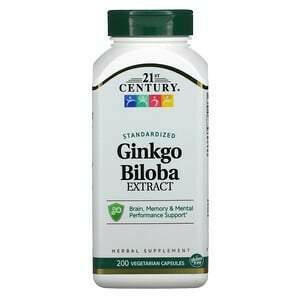 21st Century, Ginkgo Biloba Extract, Standardized, 200 Vegetarian Capsules - HealthCentralUSA