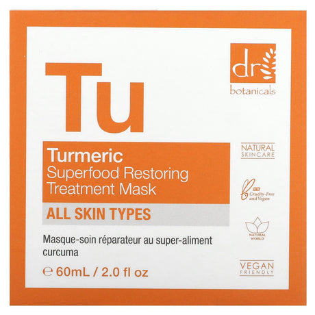 Dr. Botanicals, Turmeric Superfood Restoring Treatment Beauty Mask, 2.0 fl oz (60 ml) - Supply Center USA