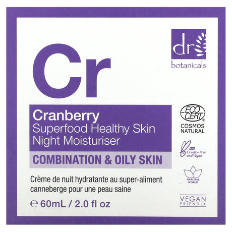 Dr. Botanicals, Cranberry Superfood Healthy Skin Night Moisturizer, 2.0 fl oz (60 ml) - Supply Center USA