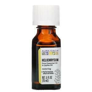 Aura Cacia, Pure Essential Oils, Helichrysum, .5 fl oz (15 ml) - HealthCentralUSA