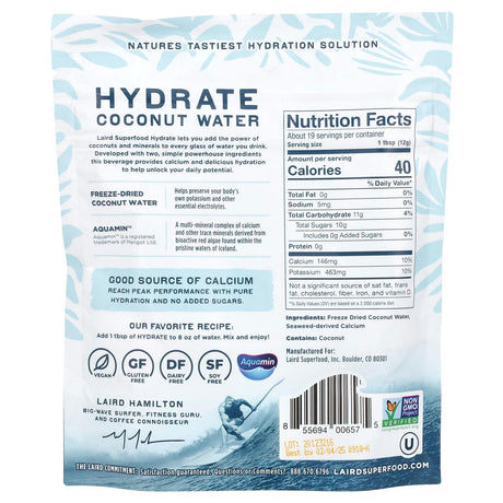 Laird Superfood, Hydrate, Coconut Water, Original, 8 oz (227 g) - Supply Center USA