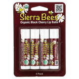 Sierra Bees, Organic Lip Balms, Black Cherry, 4 Pack, 0.15 oz (4.25 g) Each - Supply Center USA