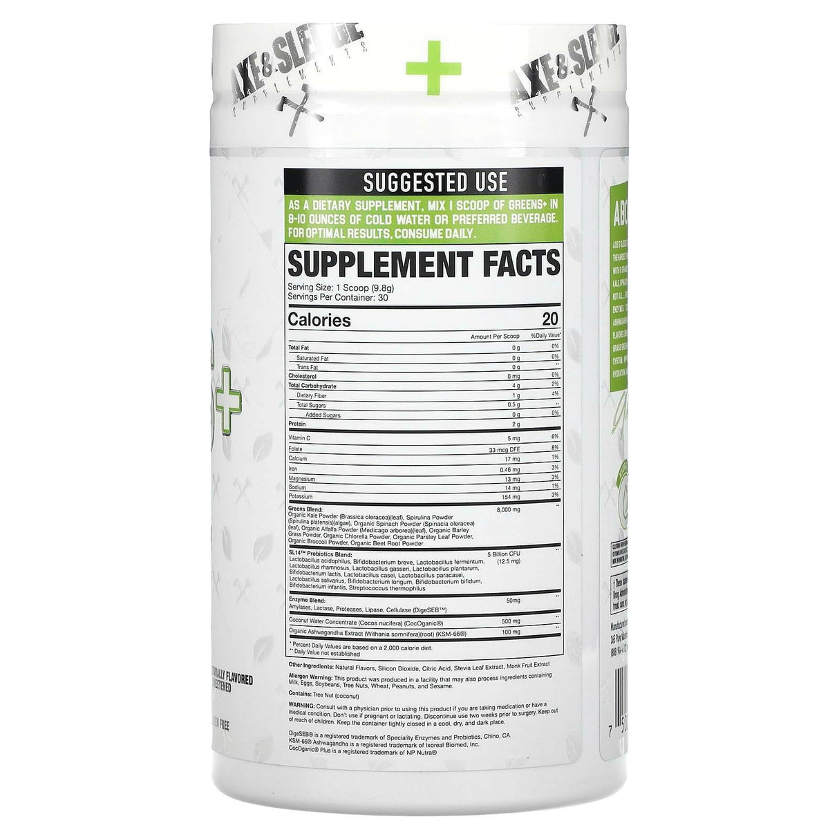 Axe & Sledge Supplements, Greens+, Apple Banana, 10.37 oz (294 g) - Supply Center USA