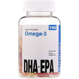 T-RQ, Adult Gummy Omega-3, DHA + EPA, Lemon, Orange, Strawberry, 60 Gummies - Supply Center USA