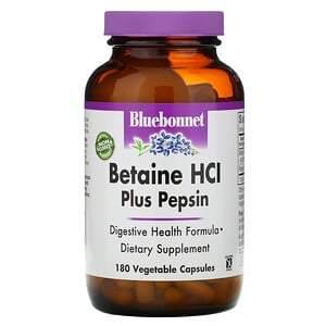 Bluebonnet Nutrition, Betaine HCL, Plus Pepsin, 180 Veggie Caps - HealthCentralUSA