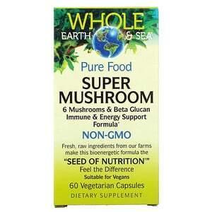 Natural Factors, Whole Earth & Sea, Super Mushroom, 60 Vegetarian Capsules - Supply Center USA