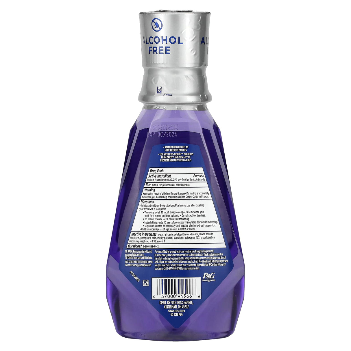 Crest, Pro Health Advanced, Enamel Care Mouthwash, +Fluoride, Alcohol Free, 16.9 fl oz (500 ml)