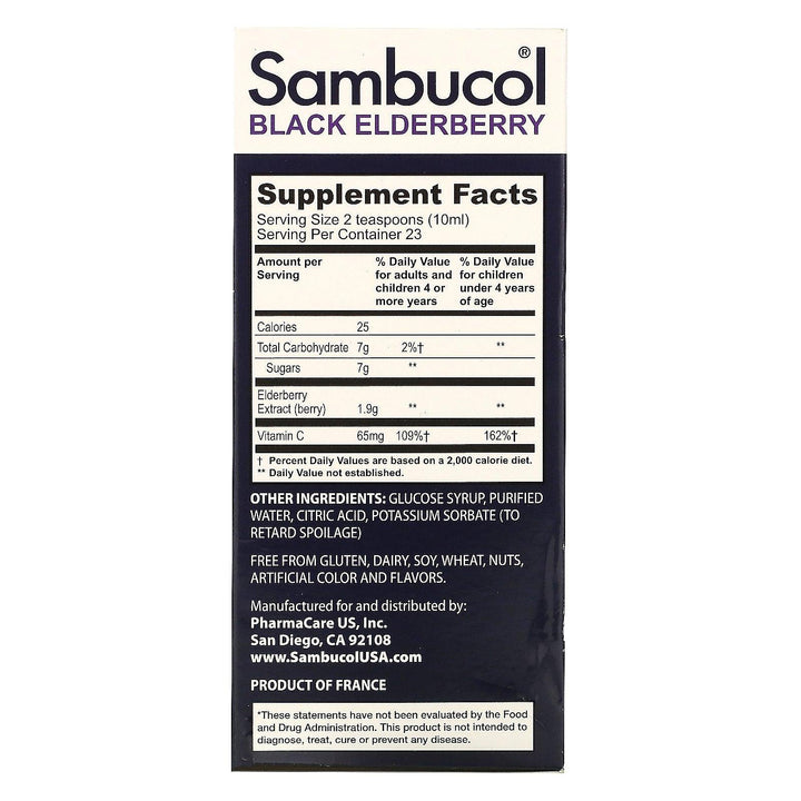 Sambucol, Black Elderberry Syrup, For Kids, Berry Flavor, 7.8 fl oz (230 ml) - HealthCentralUSA