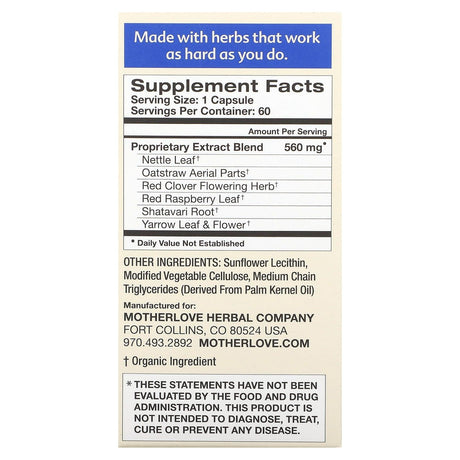 Motherlove, Balancing Blend, 60 Liquid Capsules - Supply Center USA