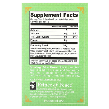 Prince of Peace, Herbal Tea, Relax, 18 Tea Bags, 1.14 oz (32.4 g) - Supply Center USA