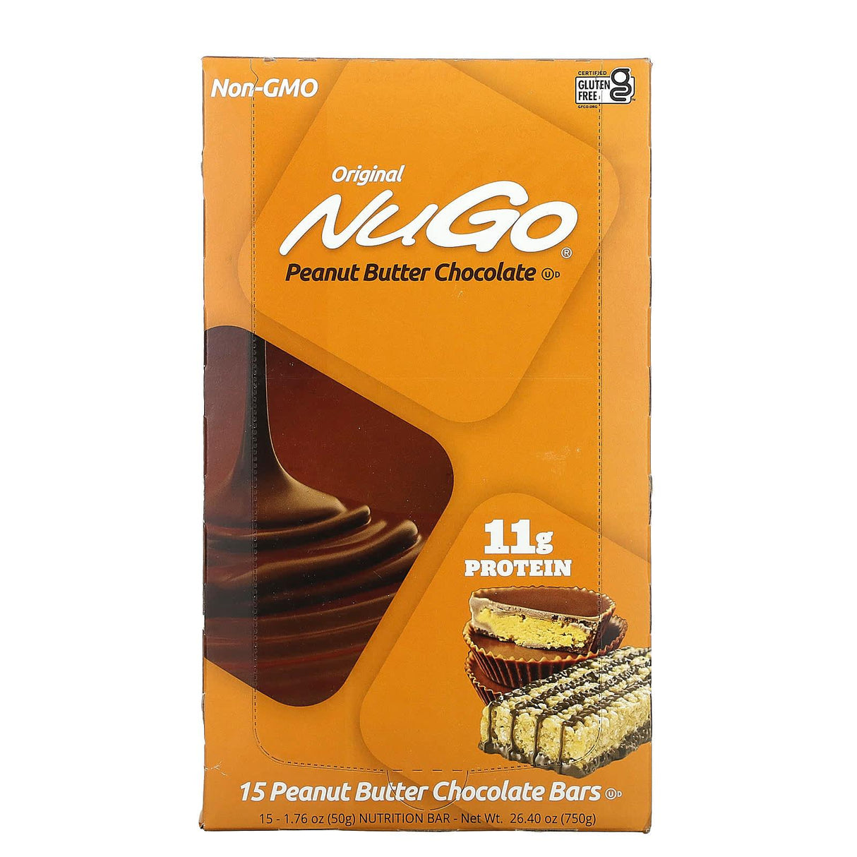 NuGo Nutrition, Original Peanut Butter Chocolate Bars, 15 Bars, 1.76 oz (50 g) Each - Supply Center USA