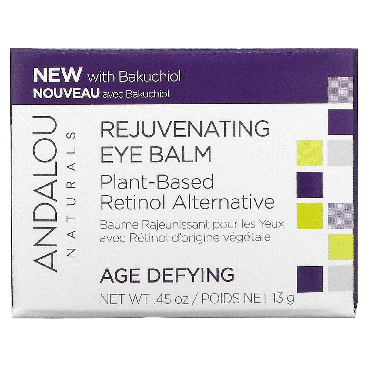 Andalou Naturals, Rejuvenating Eye Balm, Plant-Based Retinol Alternative, Age Defying, 0.45 oz (13 g) - Supply Center USA