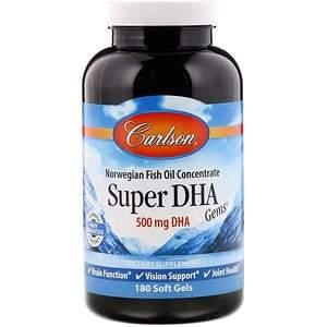 Carlson Labs, Super-DHA Gems, 500 mg, 180 Soft Gels - Supply Center USA