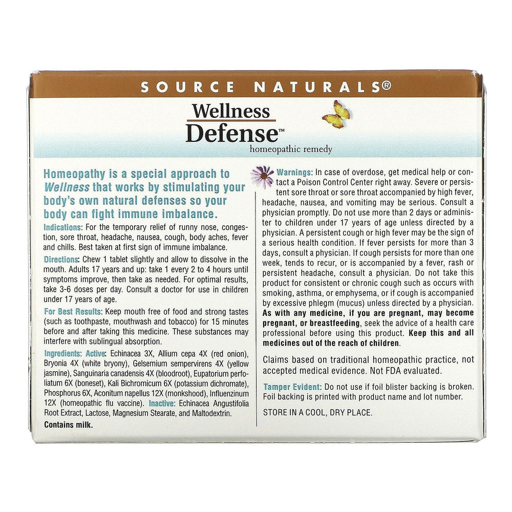 Source Naturals, Wellness Defense, 48 Homeopathic Tablets - HealthCentralUSA