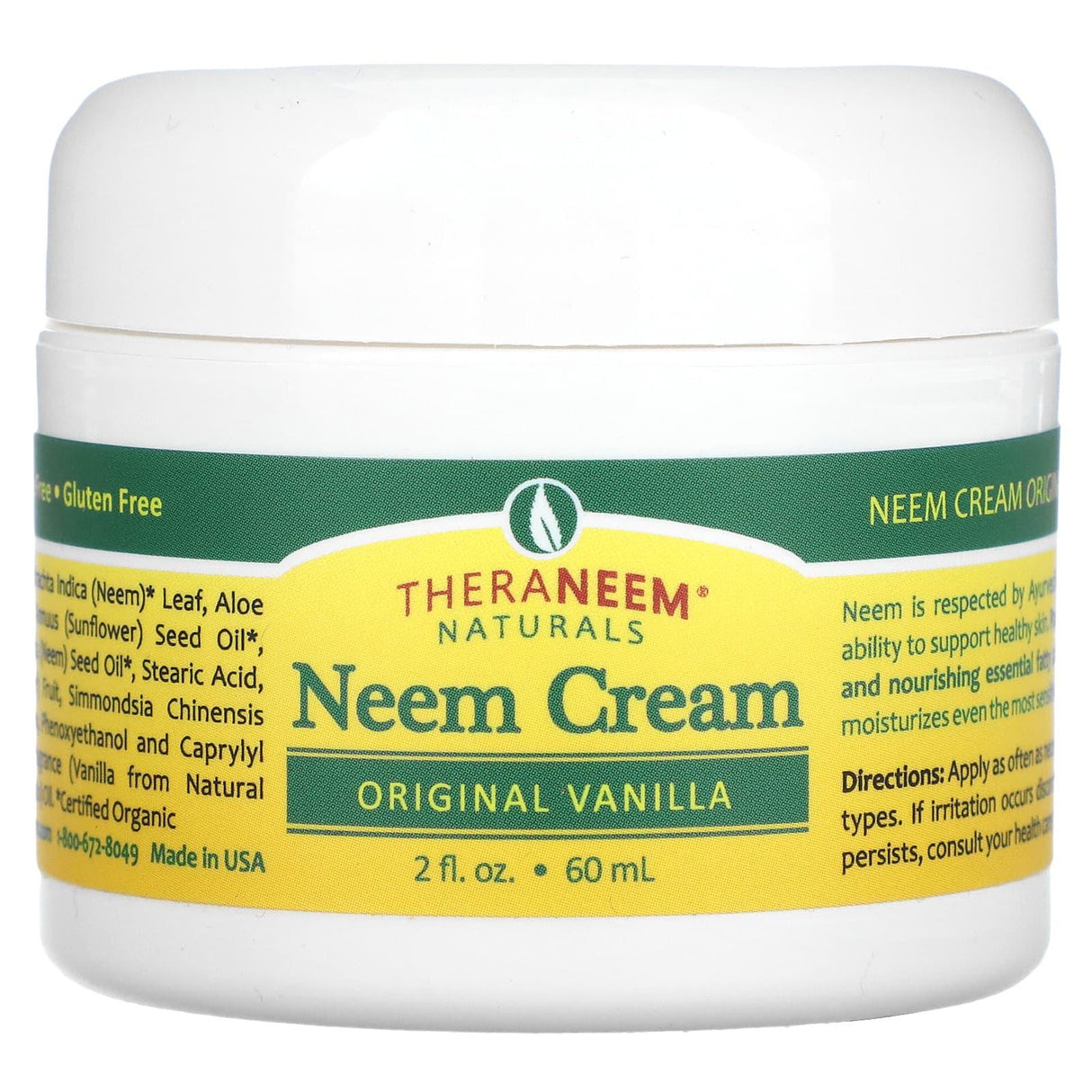 Organix South, TheraNeem Naturals, Neem Cream, Original Vanilla, 2 fl oz (60 ml) - Supply Center USA