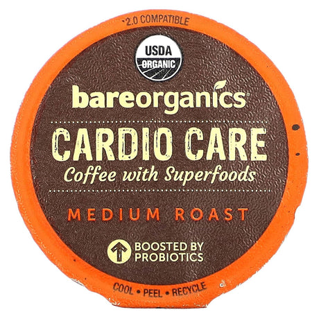 BareOrganics, Cardio Care, Coffee with Superfoods, Medium Roast, 10 Cups, 0.41 oz (11.5 g) Each - Supply Center USA